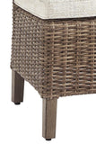 Benzara Aluminum Frame Side Chair with Handwoven Wicker, Set of 2, Brown and Beige BM210660 Beige and Brown Metal, Wicker and Fabric BM210660