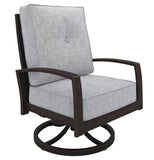 Aluminum Swivel Lounge Chair with Padded Seat, Gray and Brown