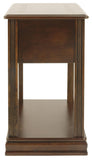 Benzara Chair Side End Table with 1 Drawer and Open Bottom Shelf, Brown BM210674 Brown Veneer, Engineered Wood, Solid Wood BM210674