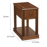 Benzara Chair Side End Table with 1 Drawer and Open Bottom Shelf, Brown BM210674 Brown Veneer, Engineered Wood, Solid Wood BM210674