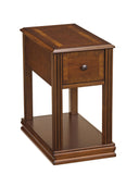 Chair Side End Table with 1 Drawer and Open Bottom Shelf, Brown