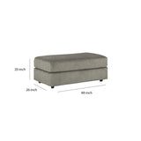 Benzara Fabric Upholstered Rectangular Ottoman with Tubular Legs, Gray BM210733 Gray Solid Wood and Fabric BM210733