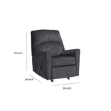 Benzara Fabric Upholstered Rocker Recliner with Tufted Back, Charcoal Gray BM210741 Gray Metal, Solid Wood and Fabric BM210741