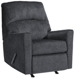 Fabric Upholstered Rocker Recliner with Tufted Back, Charcoal Gray