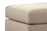 Benzara Fabric Upholstered Square Ottoman with Tapered Block Legs, Beige BM210745 Beige Solid Wood and Fabric BM210745