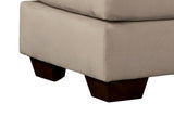 Benzara Fabric Upholstered Square Ottoman with Tapered Block Legs, Beige BM210745 Beige Solid Wood and Fabric BM210745