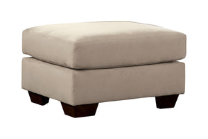 Benzara Fabric Upholstered Square Ottoman with Tapered Block Legs, Beige BM210745 Beige Solid Wood and Fabric BM210745