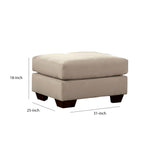 Benzara Fabric Upholstered Square Ottoman with Tapered Block Legs, Beige BM210745 Beige Solid Wood and Fabric BM210745