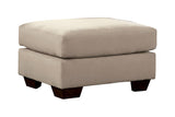 Benzara Fabric Upholstered Square Ottoman with Tapered Block Legs, Beige BM210745 Beige Solid Wood and Fabric BM210745