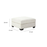 Benzara Fabric Upholstered Storage Ottoman with Inbuilt Cup Holders, White BM210748 White Solid Wood, Plastic, and Fabric BM210748