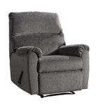 Benzara Fabric Upholstered Zero Wall Recliner with Pillow Top Armrests, Gray BM210775 Gray Solid Wood, Metal and Fabric BM210775