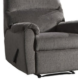 Benzara Fabric Upholstered Zero Wall Recliner with Pillow Top Armrests, Gray BM210775 Gray Solid Wood, Metal and Fabric BM210775