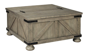 Benzara Farmhouse Cocktail Table with Lift Top Storage and Crossbuck details, Gray BM210778 Gray Solid Wood, Veneer, Engineered Wood, Metal BM210778