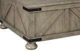 Benzara Farmhouse Cocktail Table with Lift Top Storage and Crossbuck details, Gray BM210778 Gray Solid Wood, Veneer, Engineered Wood, Metal BM210778