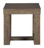 Benzara Grained Wooden Frame End Table with Trestle Base, Taupe Brown BM210783 Brown Veneer and Engineered Wood BM210783