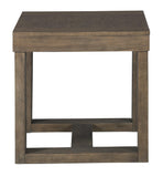 Benzara Grained Wooden Frame End Table with Trestle Base, Taupe Brown BM210783 Brown Veneer and Engineered Wood BM210783