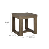 Benzara Grained Wooden Frame End Table with Trestle Base, Taupe Brown BM210783 Brown Veneer and Engineered Wood BM210783