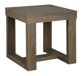 Benzara Grained Wooden Frame End Table with Trestle Base, Taupe Brown BM210783 Brown Veneer and Engineered Wood BM210783