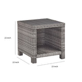 Benzara Handwoven Wicker End Table with Plank Style Top and Metal Frame, Gray BM210786 Gray Aluminum and Wicker BM210786
