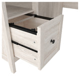 Benzara L Shaped Writing Desk with File Drawer and Bottom Shelf, Gray and White BM210794 Gray and White Engineered Wood BM210794