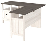 Benzara L Shaped Writing Desk with File Drawer and Bottom Shelf, Gray and White BM210794 Gray and White Engineered Wood BM210794