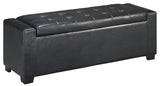 Benzara Leatherette Upholstered Storage Bench with Button Tufted Details, Black BM210808 Black Solid Wood and Faux Leather BM210808