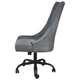 Benzara Leatherette Wooden Frame Swivel Gaming Chair, Gray and Black BM210815 Gray and Black Metal, Faux leather and Solid Wood BM210815