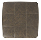 Benzara Oversized Ottoman with Tapered Block Legs and Jumbo Stitching, Brown BM210835 Brown Solid Wood, Leatherette and Fabric BM210835