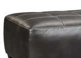 Benzara Rectangular Oversized Leatherette Ottoman with Jumbo Stitching, Black BM210845 Black Solid Wood, Leatherette and Fabric BM210845