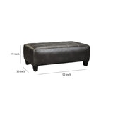 Benzara Rectangular Oversized Leatherette Ottoman with Jumbo Stitching, Black BM210845 Black Solid Wood, Leatherette and Fabric BM210845