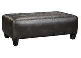 Benzara Rectangular Oversized Leatherette Ottoman with Jumbo Stitching, Black BM210845 Black Solid Wood, Leatherette and Fabric BM210845