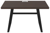 Benzara Rectangular Top Wooden Writing Desk with Metal Base, Dark Brown and Black BM210846 Brown and Black Engineered Wood and Metal BM210846