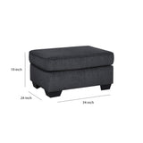 Benzara Rectangular Wooden Ottoman with Textured Fabric Upholstery, Dark Gray BM210849 Gray Solid Wood and Fabric BM210849