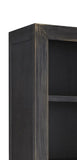 Benzara Right Pier with 3 Open Compartments and 1 Glass Panel Door, Antique Black BM210856 Black Solid Wood and Glass BM210856