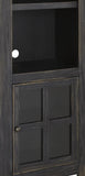 Benzara Right Pier with 3 Open Compartments and 1 Glass Panel Door, Antique Black BM210856 Black Solid Wood and Glass BM210856