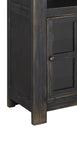 Benzara Right Pier with 3 Open Compartments and 1 Glass Panel Door, Antique Black BM210856 Black Solid Wood and Glass BM210856