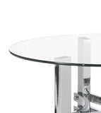 Benzara Round Glass Top End Table with Straight Acrylic Legs, Clear and Chrome BM210862 Clear and Chrome Glass, Acrylic and Metal BM210862