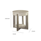 Benzara Round Wooden Frame End Table with Open Shelf, Light Brown BM210873 Brown Solid Wood, Veneer and Engineered Wood BM210873