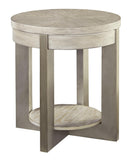 Round Wooden Frame End Table with Open Shelf, Light Brown
