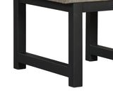 Benzara Square Butcher Block Wooden End Table with 1 Drawer, Brown and Black BM210875 Brown and Black Solid Wood, Veneer, Engineered Wood and Metal BM210875