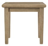 Benzara Square Wooden Frame End Table with Plank Tabletop, Teak Brown BM210890 Brown Solid Wood BM210890