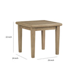 Benzara Square Wooden Frame End Table with Plank Tabletop, Teak Brown BM210890 Brown Solid Wood BM210890