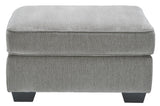 Benzara Square Wooden Oversized Ottoman with Textured Fabric Upholstery, Gray BM210893 Gray Solid Wood and Fabric BM210893