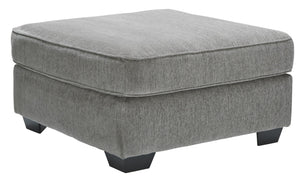 Benzara Square Wooden Oversized Ottoman with Textured Fabric Upholstery, Gray BM210893 Gray Solid Wood and Fabric BM210893