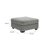 Benzara Square Wooden Oversized Ottoman with Textured Fabric Upholstery, Gray BM210893 Gray Solid Wood and Fabric BM210893