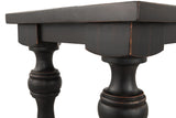 Benzara Wire Brush Wooden Frame Sofa Table with Turned Legs, Antique Black BM210921 Black Solid Wood, Veneer and Engineered Wood BM210921