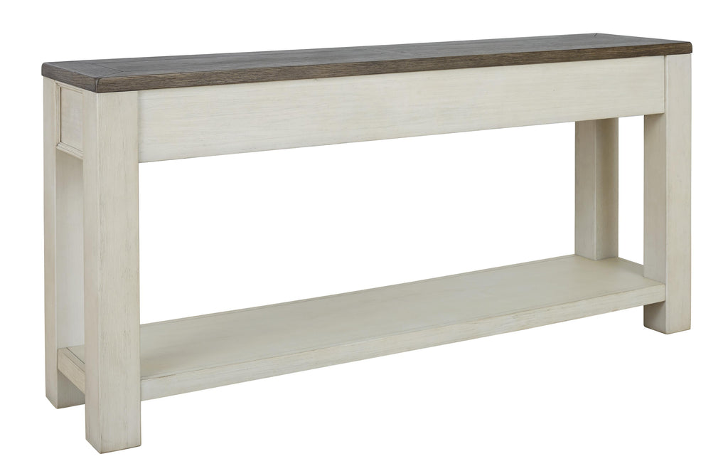 Benzara Wooden Frame Sofa Table with 4 Drawers and 1 Open Shelf, White and Brown BM210948 Brown and White Solid Wood, Veneer and Engineered Wood BM210948