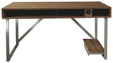 Benzara Wooden Gaming Desk with LED Back Light and 2 USB Ports, Brown and Gray BM210950 Brown and Gray Engineered Wood and Metal BM210950