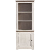 Benzara Wooden Left Pier Cabinet with 1 Door and 2 Shelves, Antique White and Brown BM210951 White and Brown Solid Wood, Veneer and Engineered Wood BM210951