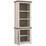 Benzara Wooden Left Pier Cabinet with 1 Door and 2 Shelves, Antique White and Brown BM210951 White and Brown Solid Wood, Veneer and Engineered Wood BM210951